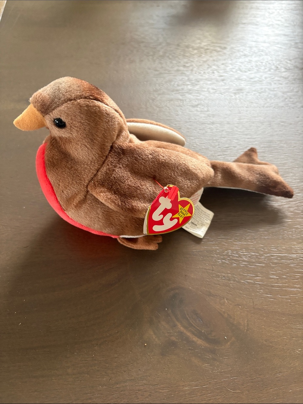 Ty Plush Robin Bird Toy in Brown and Red